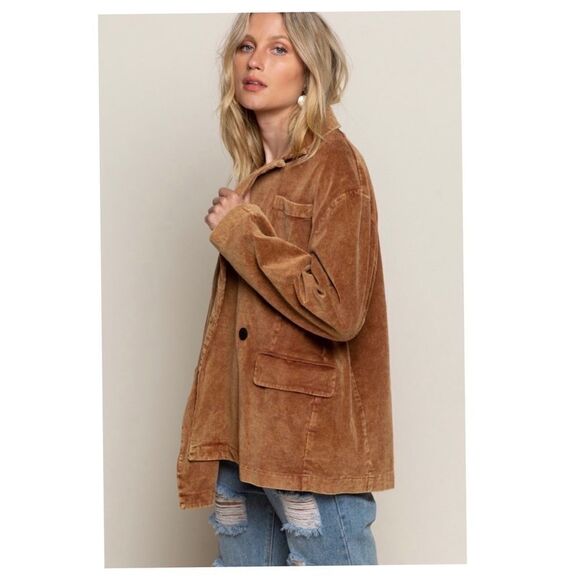 Copy - POL Casual Cotton Corduroy Jacket in Caramel - Picture 9 of 12